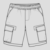 vecteur de dessin de contour de pantalon court, pantalon court dans un style de croquis, contour de modèle de formateurs, illustration vectorielle.