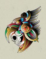 crâne guerrier aigle aztèque vecteur