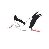 illustration vectorielle de belle cigogne volante oiseau. pour impression, logo, icône. vecteur