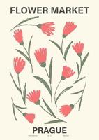 affiche du marché aux fleurs. illustration florale abstraite. art mural botanique, esthétique d'affiche vintage. vecteur