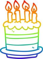 arc-en-ciel, gradient, ligne, dessin, dessin animé, gâteau anniversaire vecteur