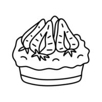 petit gâteau aux fraises. dessin vectoriel de griffonnage.