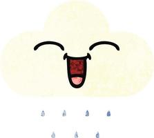 nuage de pluie de dessin animé de style illustration rétro vecteur