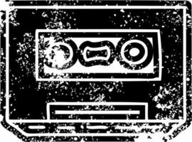 icône grunge dessin d'une cassette rétro vecteur