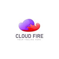 nuage avec illustration d'icône de conception de logo de feu vecteur