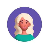 3d vecteur diversité blonde jeune femme avatar icône design