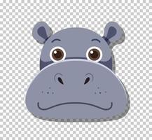 tête d'hippopotame mignonne en style cartoon plat vecteur