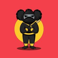 dessin animé koala ninja vecteur