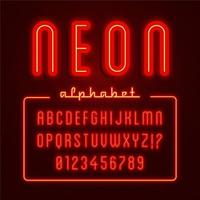 alphabet néon rouge brillant vecteur