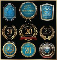 Modèles de badges du 20e anniversaire vecteur