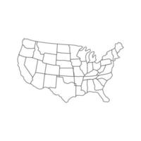 carte des états-unis illustrée sur fond blanc vecteur