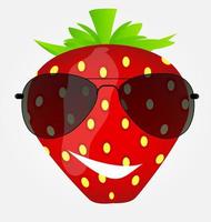 funnt fraise savoureuse sucrée en illustration vectorielle de lunettes de soleil vecteur