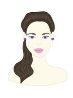 femme brune aux yeux violets, illustration vecteur