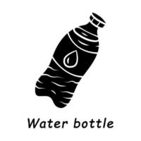 icône de glyphe de bouteille d'eau. matériau écologique. bouteille en plastique réutilisable. eau potable, déchets plastiques. emballage écologique. symbole de la silhouette. espace négatif. illustration vectorielle isolée vecteur