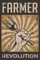 affiche rustique rétro de la révolution des agriculteurs vecteur