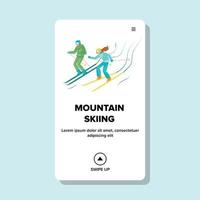 ski de montagne vacances sportives actives illustration vectorielle vecteur