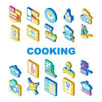 cours de cuisine leçon collection icons set vector