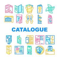 collection de catalogues et de livrets icons set vector