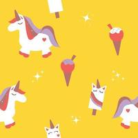 Licorne mignonne avec fond transparent de crème glacée pour motif de tissu vecteur