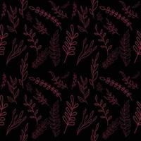 dessin au trait feuille botanique rouge foncé sans couture pour motif de tissu vecteur