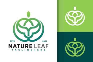 modèle de vecteur de conception de logo moderne yoga feuille nature