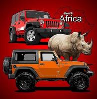 carte afrique deux suv et rhinocéros... vecteur