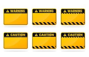 ensemble de panneaux d'avertissement jaune noir vecteur