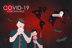 affiche mondiale sur les infections à coronavirus vecteur