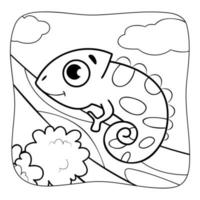 iguane noir et blanc. livre de coloriage ou page de coloriage pour les enfants. illustration vectorielle de fond nature vecteur