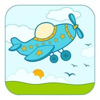 dessin animé mignon d'avion. illustration vectorielle de clipart avion. fond naturel vecteur