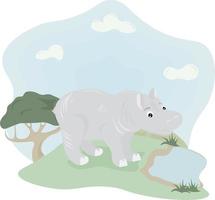 illustration d'un hippopotame dans la nature vecteur