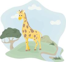 girafe dans l'herbe vecteur