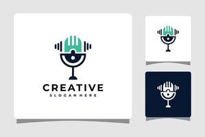 modèle de logo de podcast ou de radio avec inspiration de conception de carte de visite vecteur