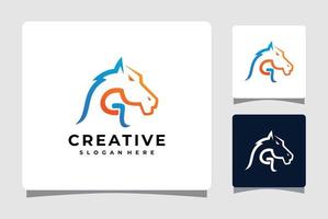 modèle de logo lettre g cheval avec inspiration de conception de carte de visite vecteur