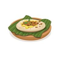 le surabi est une crêpe indonésienne à base de farine de riz avec du lait de coco avec vecteur d'illustration de garniture oncom