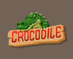 crocodile avec mascotte de panneau de signalisation. reptile animal.cartoon illustration vecteur