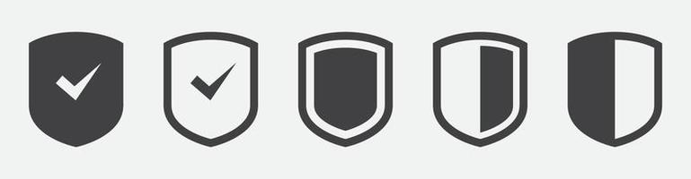 ensemble d'icônes de bouclier de sécurité isolé sur fond blanc. protection, bouclier, sécurité et vecteur de défense.