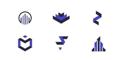 ensemble de logo bleu et noir vecteur