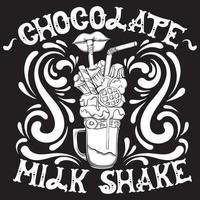 milkshake au chocolat. illustration vectorielle dessinée à la main. oeuvre créative. modèle de carte, affiche, bannière, impression de t-shirt, épingle, badge, patch. vecteur