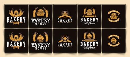 collection de logo de boulangerie vintage, cupcake fondu. illustration vectorielle vecteur