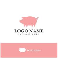 logo de porc, cuisine de porc, huile de porc et icône de restaurant de nourriture de porc. avec concept d'icône vectorielle vecteur