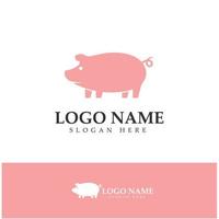 logo de porc, cuisine de porc, huile de porc et icône de restaurant de nourriture de porc. avec concept d'icône vectorielle vecteur