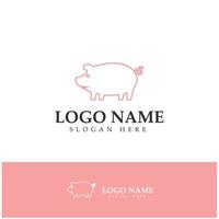 logo de porc, cuisine de porc, huile de porc et icône de restaurant de nourriture de porc. avec concept d'icône vectorielle vecteur