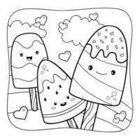 glace noire et blanche. livre de coloriage ou page de coloriage pour les enfants. illustration vectorielle de fond nature vecteur