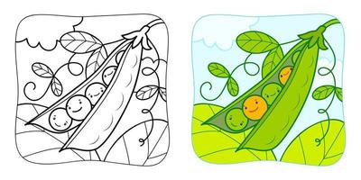 livre de coloriage ou page de coloriage pour les enfants. clipart d'illustration vectorielle de pois. fond naturel. vecteur