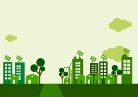 vecteur modifiable de la ville verte de style plat avec zone de texte sur le dessus en tant qu'illustration liée à l'environnement de la vie urbaine verte