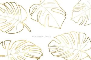 illustration de fond de feuilles de monstera doré vecteur