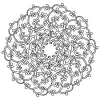 mandala antistress contour avec boucles, tissages et éléments symétriques circulaires, coloriage zen vecteur