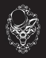 illustration d'illustration de loup magicien et conception de t shirt vecteur