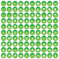 100 icônes de vin mis en cercle vert vecteur